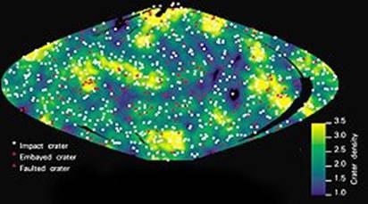 Venus map of impact craters