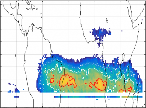 Tropospheric ozone levels Atlantic basin 2019