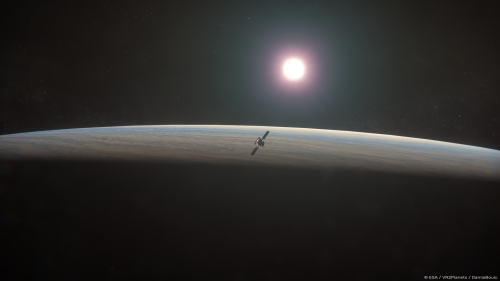 Impression d'artiste de la mission EnVision de l'ESA sur Vénus.